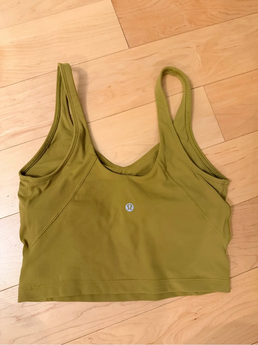 Lululemon Align Tank Top Size 6 Olive Yellow Green Crop Shelf Bra Nulu